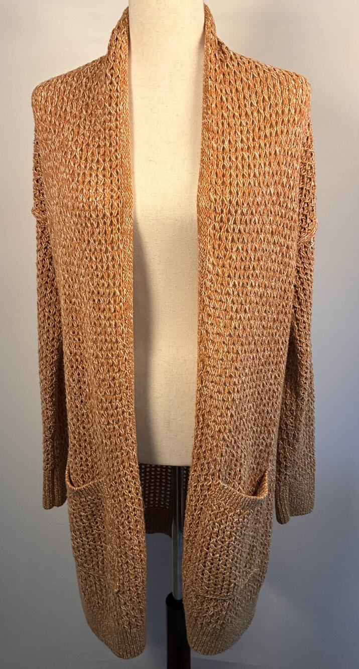 Abercrombie & Fitch Chunky Open Knit Longline Cardigan Small Tan Cream Boho